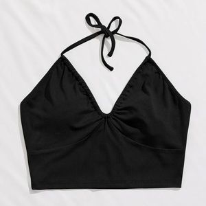 Rib-Knit Crop Halter Top